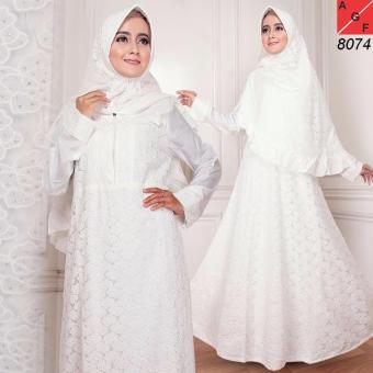 Baju Muslim Wanita / Baju Syari Putih Silk Sutra #8074 Std  