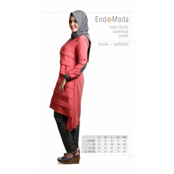Baju Original Endo Moda Blouse Atasan SN-05 Kaos Wanita Baju Muslim Tunik Kemeja Kaos Red Ukuran L  