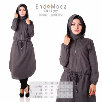 Baju Original Endo Moda Blouse Atasan SN-14 Kaos Wanita Baju Muslim Tunik Kemeja Kaos Grey  