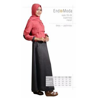 Baju Original Endo Moda SN-06 Dress Wanita Baju Muslim Modern Gamis Katun Supernova Premium Red M  