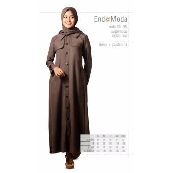 Baju Original Endo Moda SN-08 Dress Wanita Baju Muslim Modern Gamis Katun Supernova Premium Warna Dark Brown  