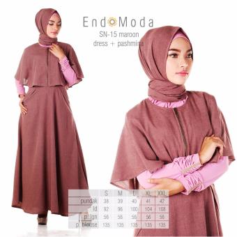 Baju Original Endo Moda SN-15 Dress Wanita Baju Muslim Modern Gamis Katun Supernova Premium Warna Maroon  