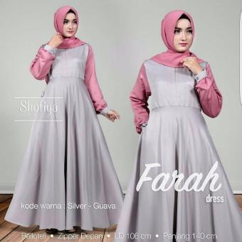 Baju Original Farah Dress Gamis Wolfice Gaun Pesta Panjang Baju Hijab Terusan Pengajian Wanita Muslimah Grey  