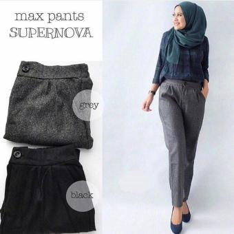 Baju Original Max Round Supernova Celana Wanita Muslimah Joger Cewek Panjang Casual Simple Black  