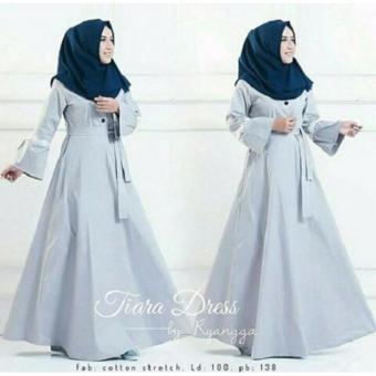 Baju Original Tiara Dress Gamis Wolfice Gaun Pesta Panjang Baju Hijab Terusan Pengajian Wanita Muslimah Warna Grey  