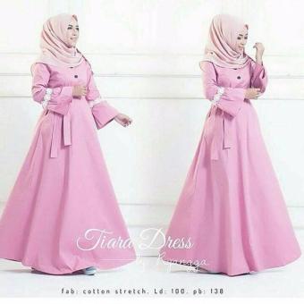 Baju Original Tiara Dress Gamis Wolfice Gaun Pesta Panjang Baju Hijab Terusan Pengajian Wanita Muslimah Warna Pink  