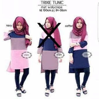 Baju Original Trixie Tunik Baju Atasan Panjang Wanita Muslimah Pakaian Hijab Modern Casual Simple Trendy Warna Coffee  