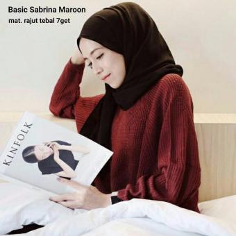 Baju Rajut Basic Sabrina Sweater Rajut Baju Hangat Rajut Premium Tebal Rajut Maroon  