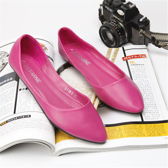 Ballerina Flats Pointed Toe Bowtie Sweet Flat Shoes Women Slip On Ballet Flats Woman Female Solid Casual Shoes (BLUSH PINK) - intl  