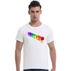 Balloons_Colorful_Smile Cotton Soft Men Short T-Shirt (White)