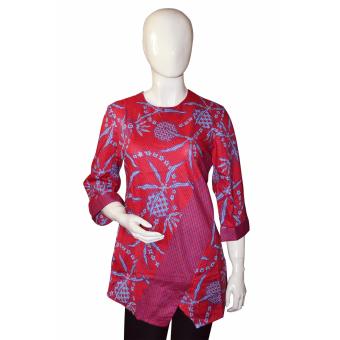 Batik Adikusuma Blouse Wanita - Batik Kombinasi - Merah  