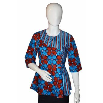 Batik Arjunaweda Blouse Wanita - Kawung Candy - Biru  