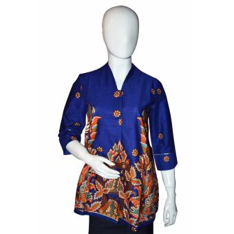 Batik Arjunaweda Blouse Wanita - Sawat Sayap - Biru tua  