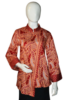 Batik Arjunaweda Blus Batik Wanita - Beras Ombak Silang - Merah  