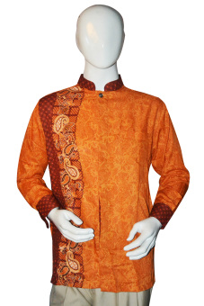 Batik Arjunaweda Kemeja Kerja Batik Pria - Parsley - Oranye  