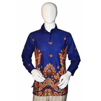 Batik Arjunaweda Kemeja Kerja Batik Pria - Sawat Sayap - Biru Tua  