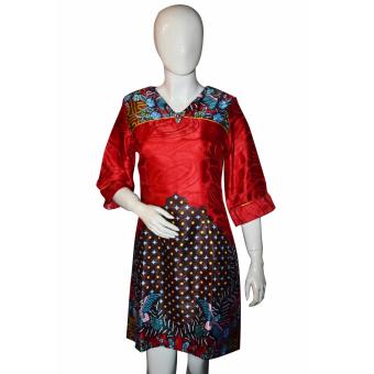 Batik Arjunaweda Sackdress Wanita - Manuk Coletan - Merah  