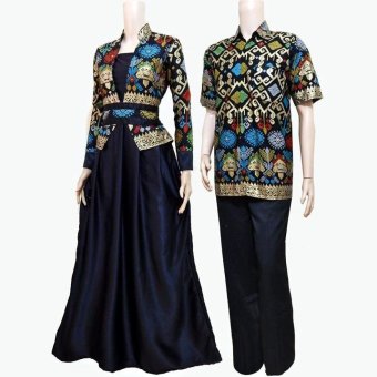 Batik Couple Gamis Sarimbit Sri Rejeki Solo BC-376 (hitam)  