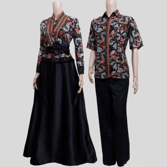 Batik Couple Gamis Sarimbit Sri Rejeki Solo BC-426 (hitam)  
