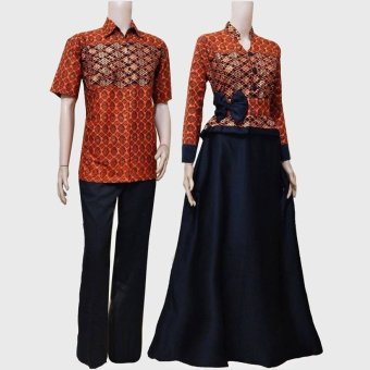 Batik Couple Gamis Sarimbit Sri Rejeki Solo BC-456 (hitam)  