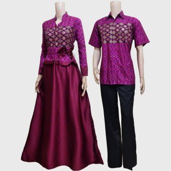 Batik Couple Gamis Sarimbit Sri Rejeki Solo BC-456 (marun)  