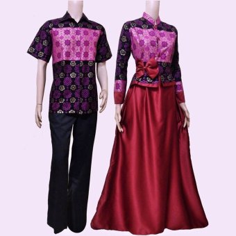 Batik Couple Gamis Sarimbit Sri Rejeki Solo BC-457 (marun)  