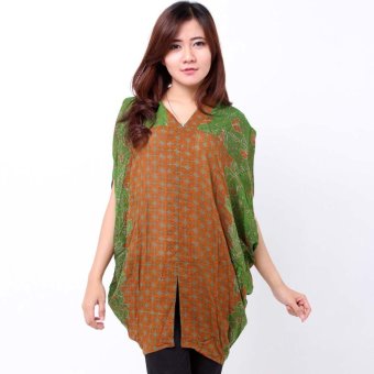 Batik Distro BA6811 Blus Wanita Tunik Paris - Hijau  