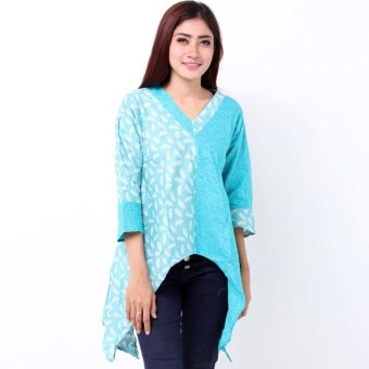 Batik Distro BA6877 Blus Wanita Embos Belah - Biru  