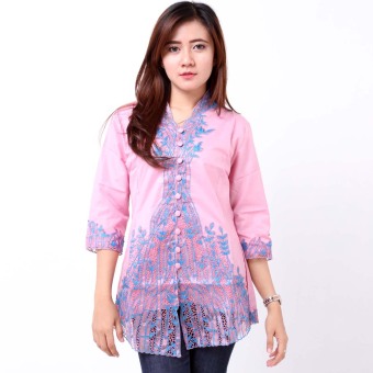 Batik Distro BA6907 Kebaya Wanita Lengan 3/4 Warna - Pink  