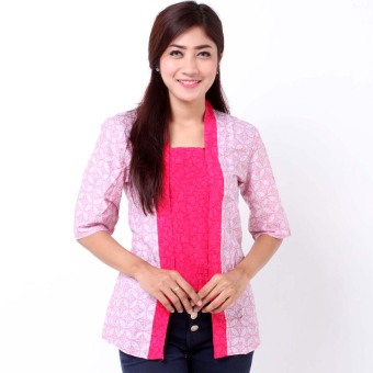 Batik Distro BA7341 Blus Wanita Kutu Baru Pendek - Pink  