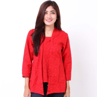 Batik Distro BA7354 Blus Wanita Embos Kutu Baru - Merah  