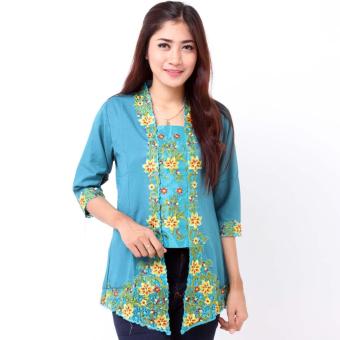 Batik Distro BA7627 Kebaya Wanita Renda Kutu - Biru  