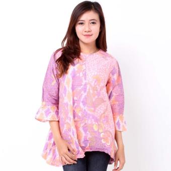 Batik Distro BA7653 Blus Wanita A Line Dua Motif - Pink  