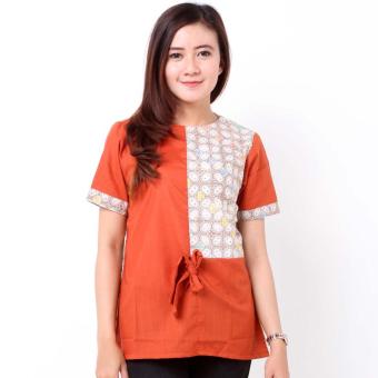 Batik Distro BA7731 Blus Wanita Pita Kombinasi - Orange  