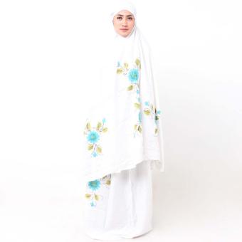 Batik Distro BA8038 Mukena Wanita 2 Piece Lukis Mawar - Putih  