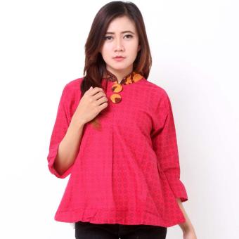 Batik Distro BA8058 Blus Wanita Shanghai A Line - Merah  