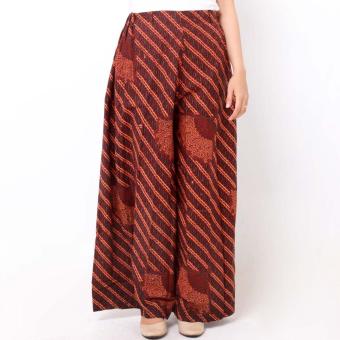 Batik Distro R1189 Celana Wanita Kerut Panjang - Coklat  