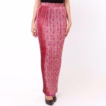 Batik Distro R1206 Rok Wanita Lipit Songket Panjang - Merah  