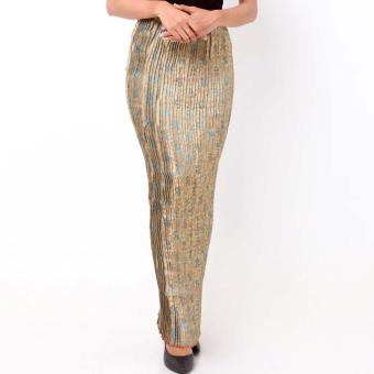 Batik Distro R1209 Rok Wanita Lipit Songket Panjang - Hijau  