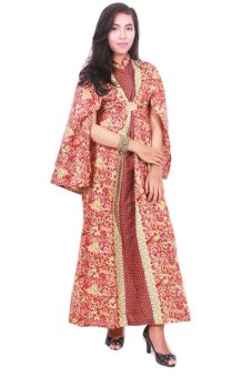 Batik Putri Ayu Batik Gamis Maurascape C1 - Cokelat  