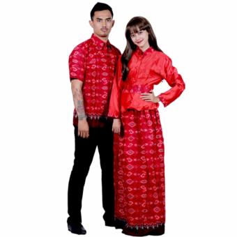 Batik Putri Ayu Solo Batik Sarimbit Gamis Katun Velvet SRG114-Merah  