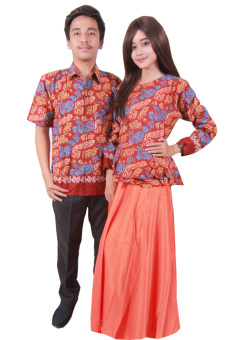 Batik Putri Ayu Solo Batik Sarimbit Gamis SRG109-Orange  