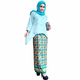 Batik Putri Ayu Solo Dress Batik Setelan Semsut Prada D88-Hijau  