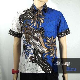 Batik Sofie 3145 Kemeja Hem Batik Pria Motif Bunga Biru  