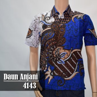 Batik Sofie 4143 Kemeja Batik Pria Motif Daun Anjani Biru  