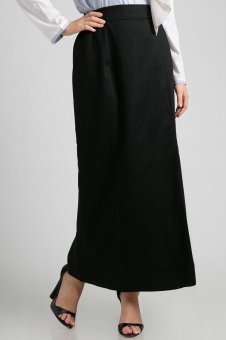 Bawahan Rok Panjang Muslim Musoffia Daniyah Cotton Maxi Skirt Polos Hitam Black  