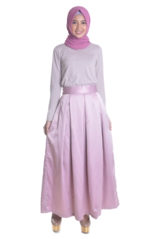 Bawahan Rok Panjang Musoffia Khalilah Velvet Maxi Skirt Polos Soft Dusty Pink  