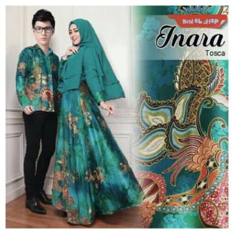 BenOlshop Couple Set Inara Tosca ( Gamis + Bergo + kemeja Pria)  