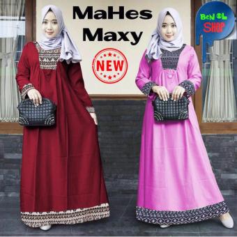 BenOlShop Mariana Maxi Dress Kombinasi Motif Pink Muda (No Pasmina)  