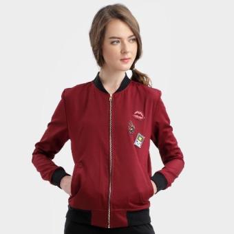 Berna Two Side Patched Bomber Jacket in Maroon  
